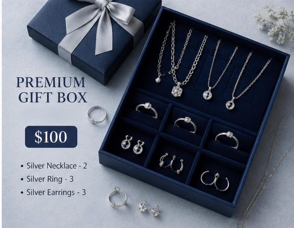 Premium 925 Sterling Silver Jewelry Gift Box – 8-Piece Curated Set