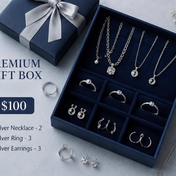 Premium 925 Sterling Silver Jewelry Gift Box – 8-Piece Curated Set