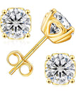 14K Gold Plated 925 Sterling Silver Moissanite Stud Earrings – 1.6 CTW Brilliant Cut