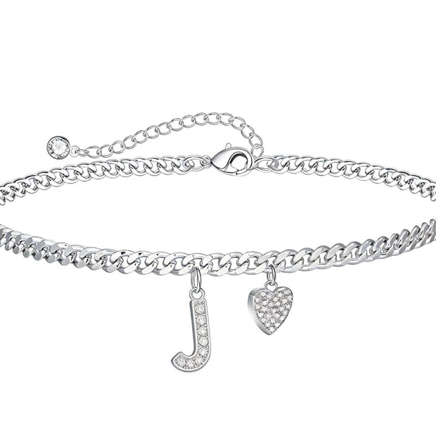 Stainless Steel Letter Anklet Bracelet for Women – Adjustable 8.2"-10.2" Charm Anklet