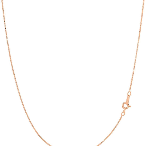 Rose Gold Plated 925 Sterling Silver Classic Box Chain Necklace – 1 mm, 30 Inch