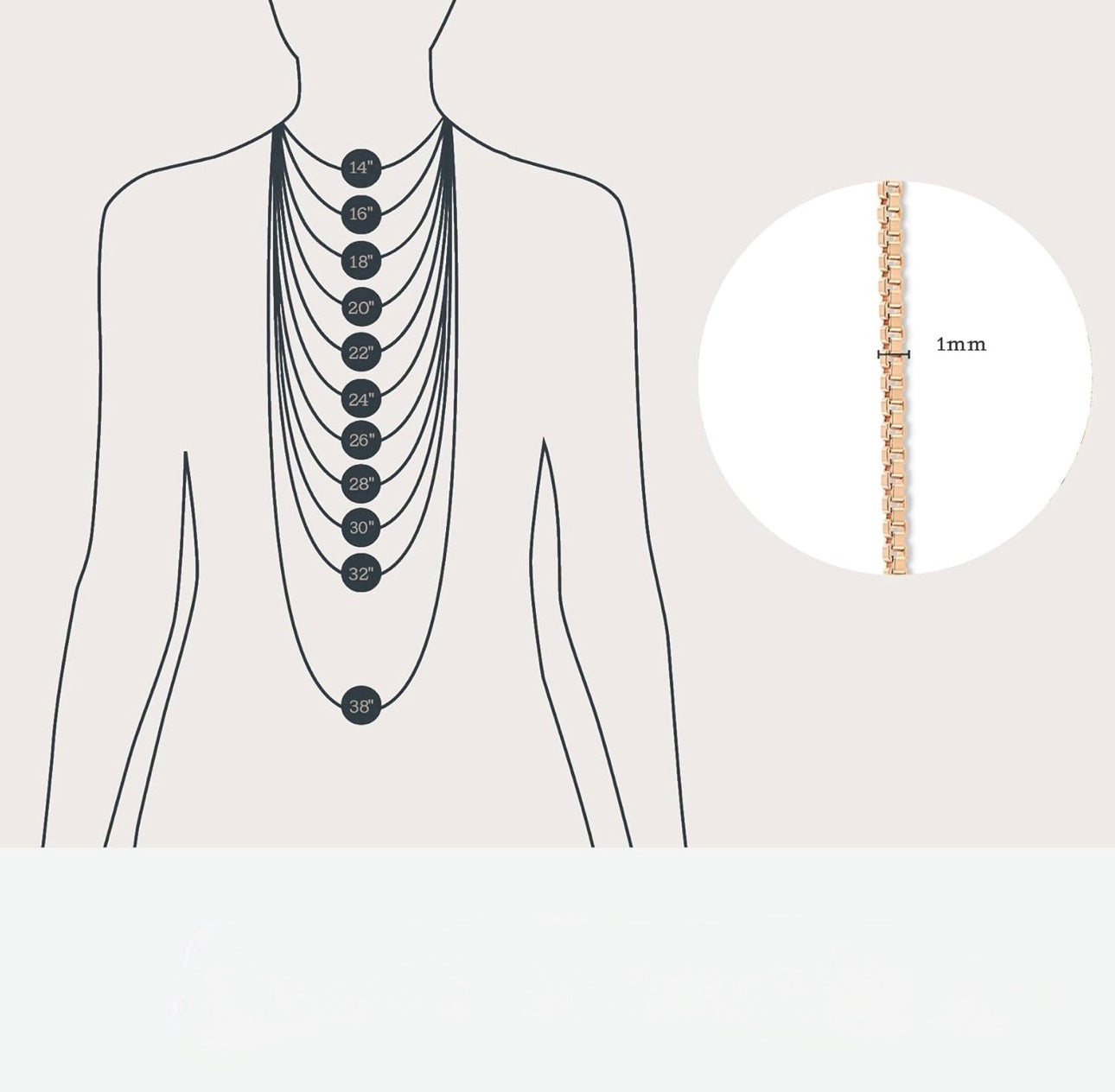 Classic Box Chain Necklace 1 mm