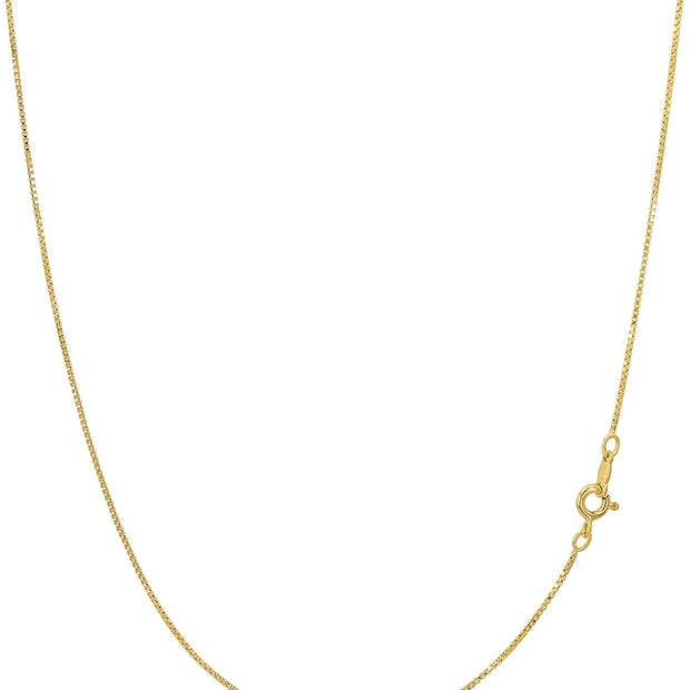 14K Gold Plated 925 Sterling Silver Venetian Box Chain Necklace – 0.8 mm, 17 Inch