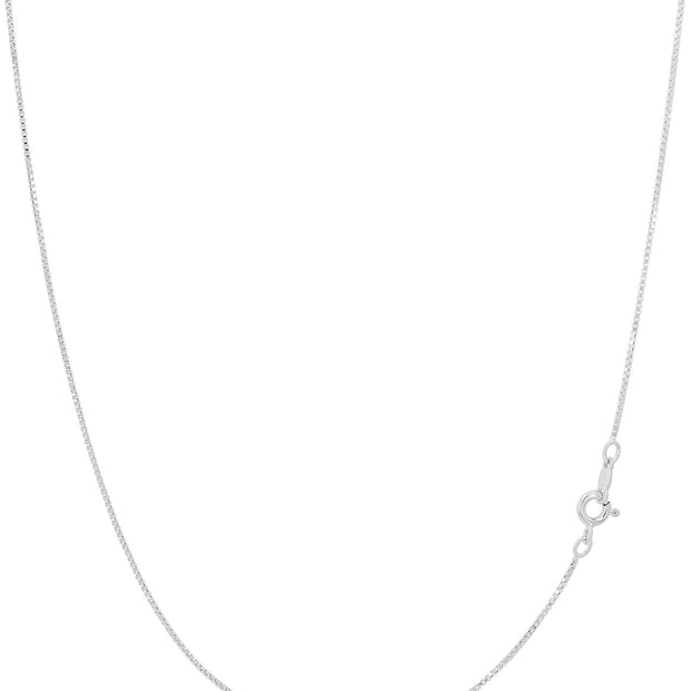 925 Sterling Silver 0.8mm Square Box Link Chain – 15 Inch Dainty Choker Necklace
