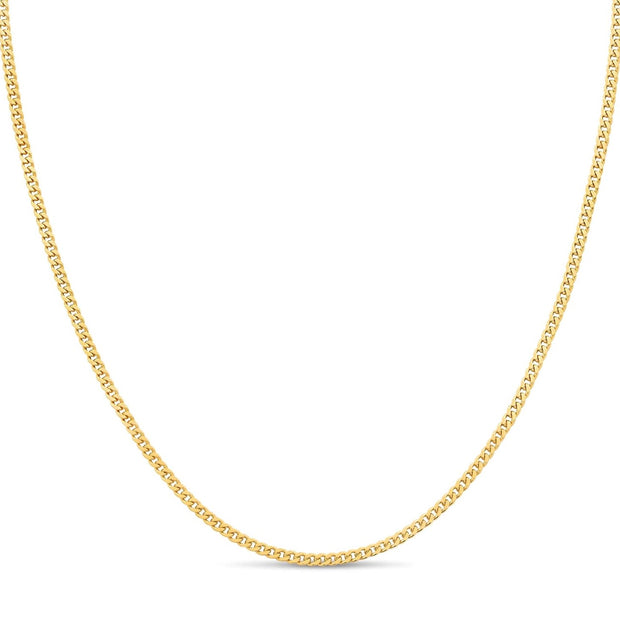 18K Gold Plated 925 Sterling Silver Curb Chain Necklace – 1.5 mm, 18 Inch