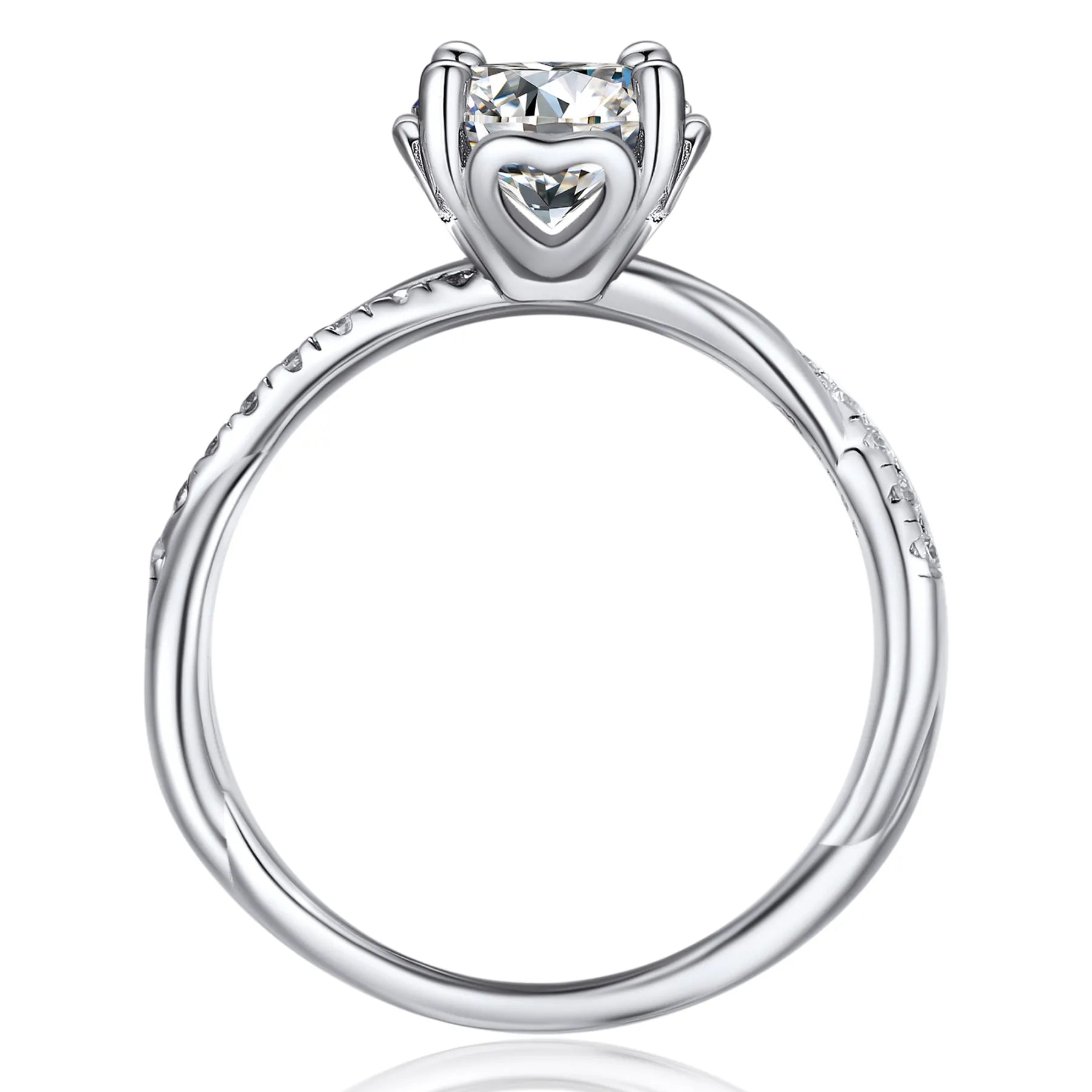 1 Carat Moissanite Twisted Vine Engagement Ring – 18K White Gold Plated
