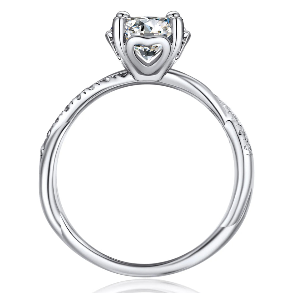 1 Carat Moissanite Twisted Vine Engagement Ring – 18K White Gold Plated