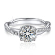 1 Carat Moissanite Twisted Vine Engagement Ring – 18K White Gold Plated