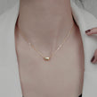 Minimalist Gold-Tone Stainless Steel Bean Pendant Necklace