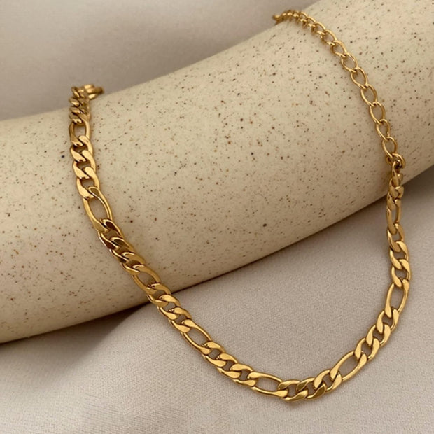 14K Gold Plated 3mm Figaro Link Bracelet – Adjustable 6.7"-9.0" Chain