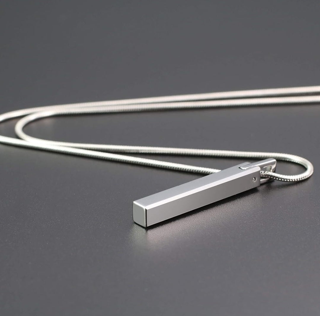 Minimalist Stainless Steel Vertical Bar Pendant Snake Chain Necklace