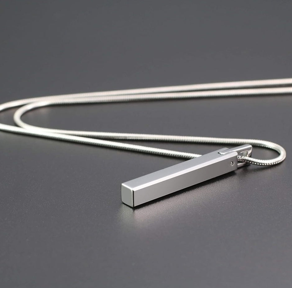 Minimalist Stainless Steel Vertical Bar Pendant Snake Chain Necklace