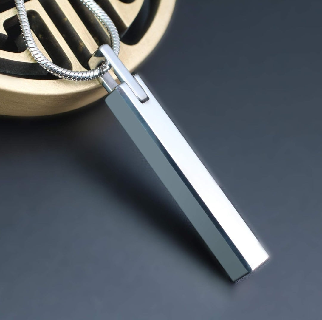Minimalist Stainless Steel Vertical Bar Pendant Snake Chain Necklace