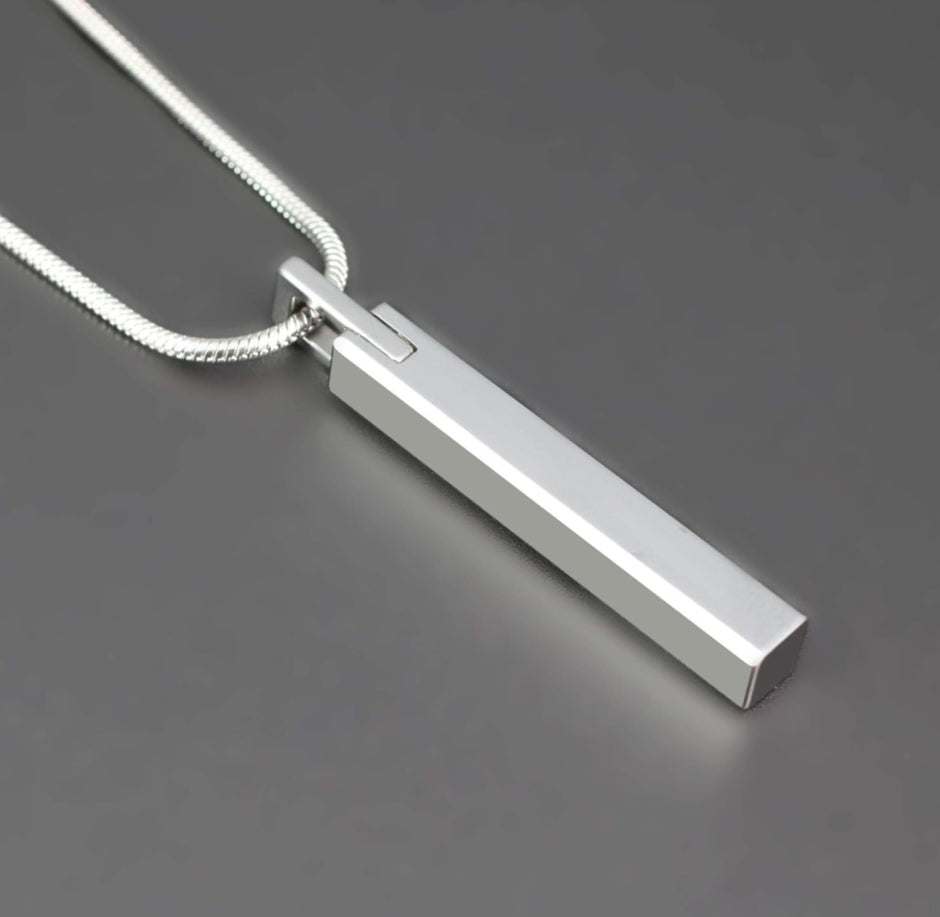 Minimalist Stainless Steel Vertical Bar Pendant Snake Chain Necklace
