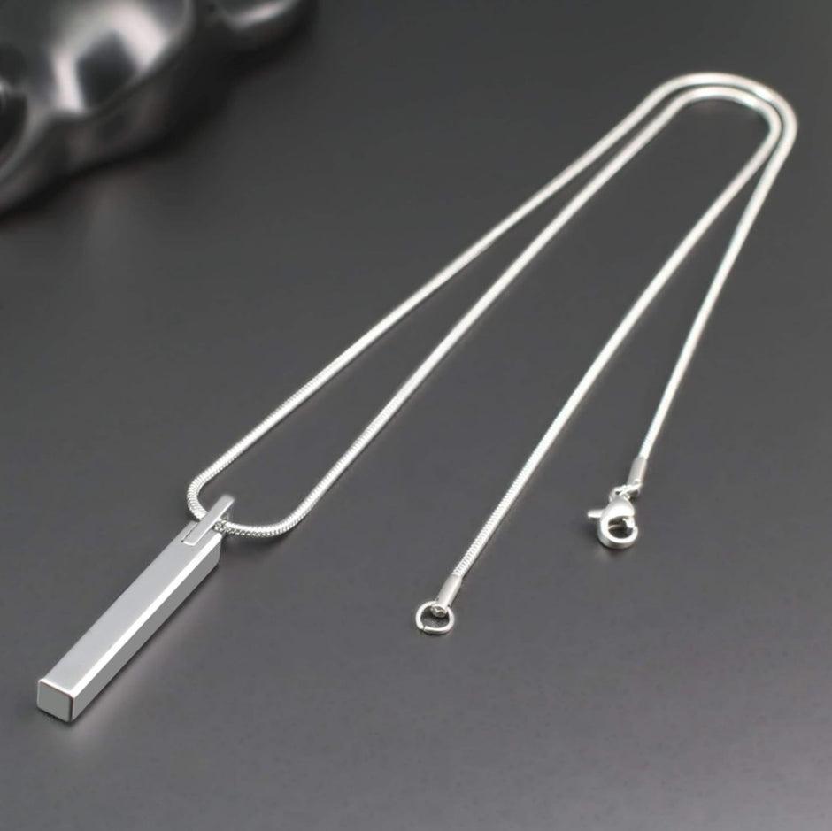 Minimalist Stainless Steel Vertical Bar Pendant Snake Chain Necklace