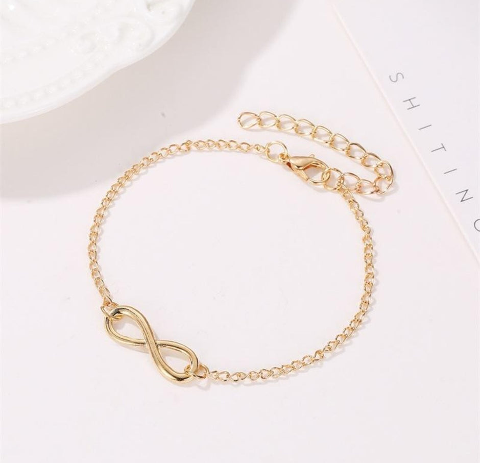 Layered Gold Tone Chain Anklet Bracelet – Adjustable Stainless Steel Wrist Accessory