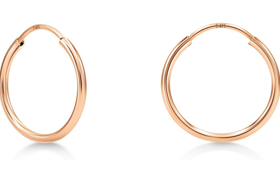 Minimalist 14K Gold Hoop Earrings – 9mm Petite Huggies