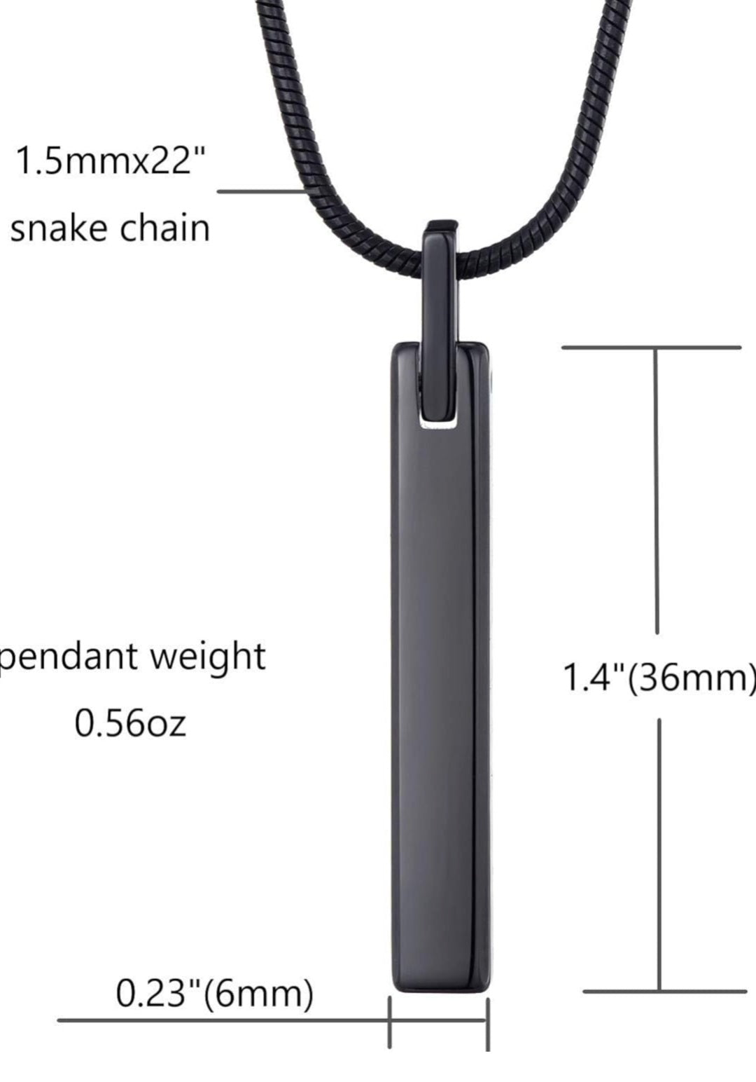 Minimalist Stainless Steel Vertical Bar Pendant Snake Chain Necklace