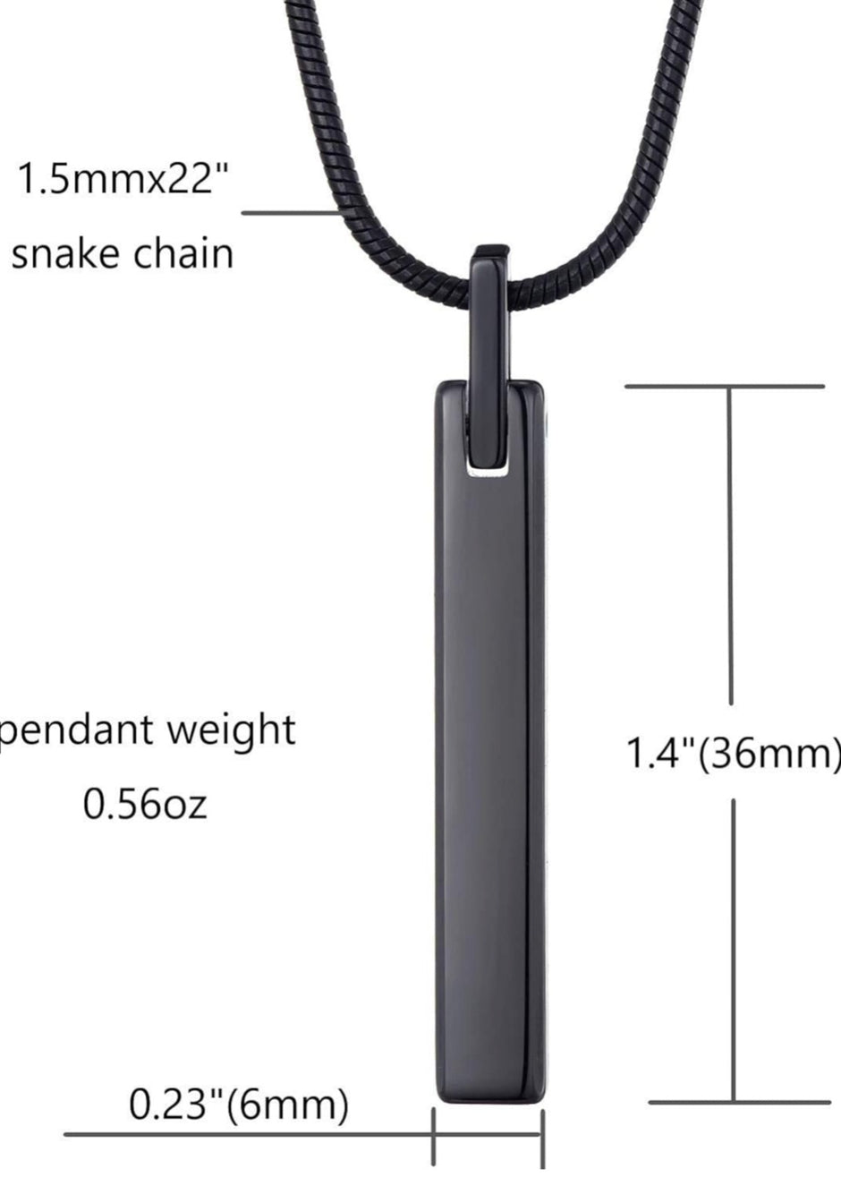 Minimalist Stainless Steel Vertical Bar Pendant Snake Chain Necklace