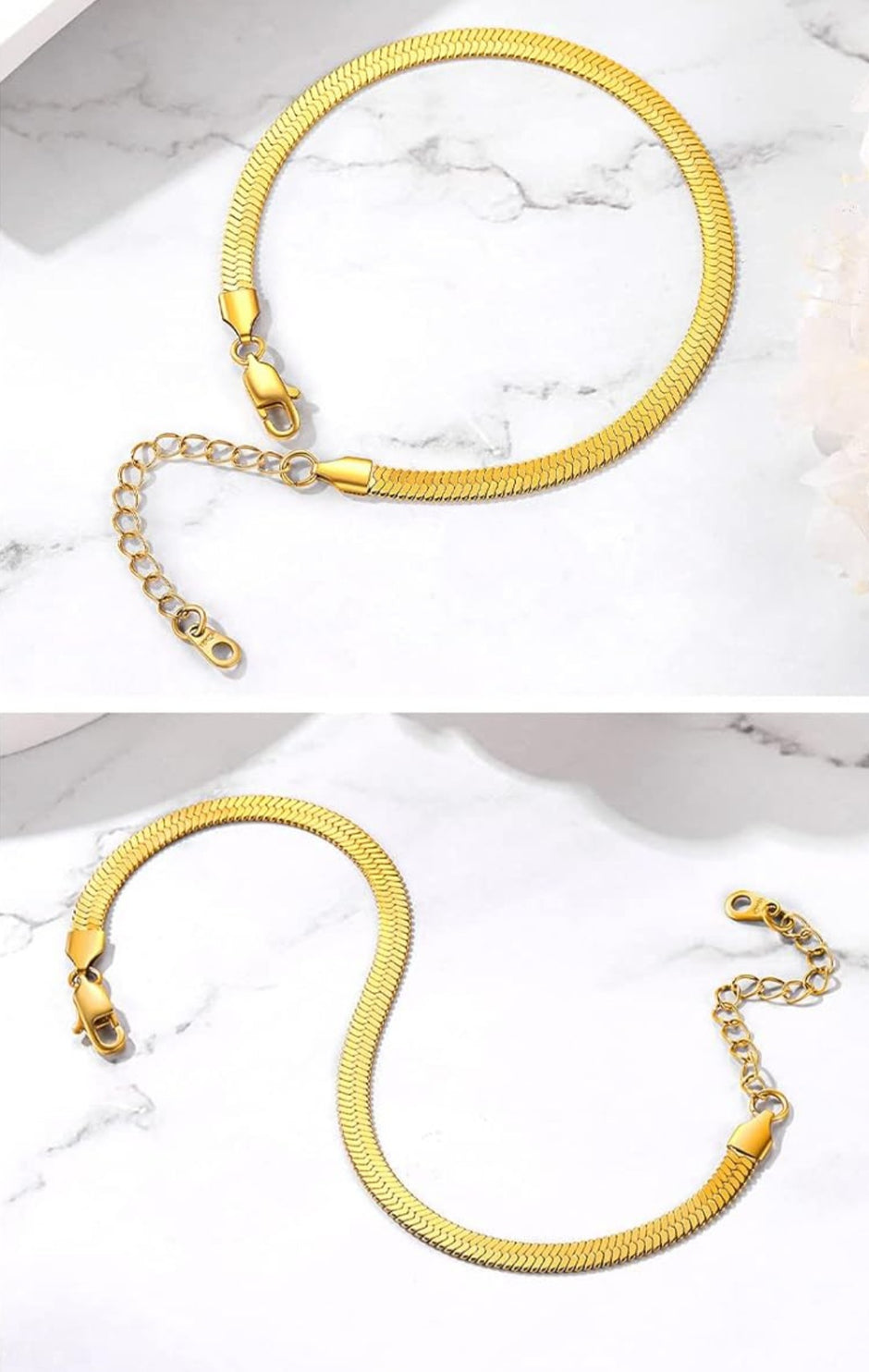 Sleek Snake Chain Bracelet – Minimalist Adjustable Gold Jewelry for Her