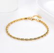 14K Gold Plated 3mm Twisted Rope Anklet Bracelet – Adjustable 8.2