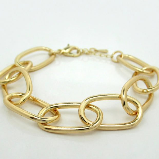 14K Gold Plated Stainless Steel Paperclip Bracelet – Adjustable 6.7"-8.7" Link Chain