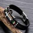 Vintage Multilayer Woven Leather Bracelet – Men’s Stainless Steel Cuff