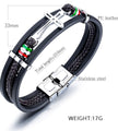 Vintage Multilayer Woven Leather Bracelet – Men’s Stainless Steel Cuff