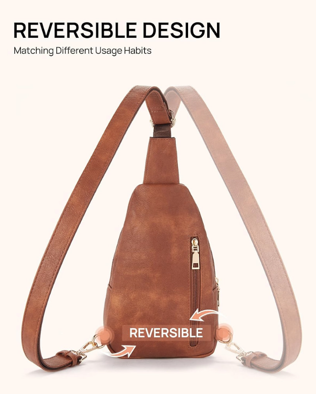 Faux Leather Sling Backpack - Versatile Crossbody Bag