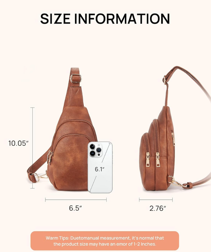 Faux Leather Sling Backpack - Versatile Crossbody Bag