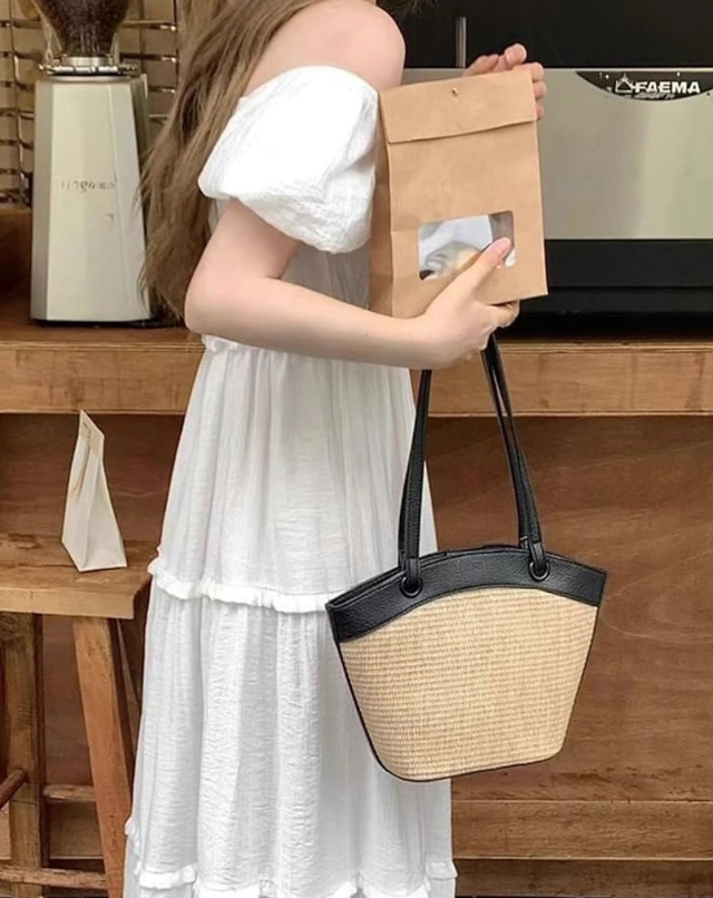 French Retro Handwoven Straw Tote Bag