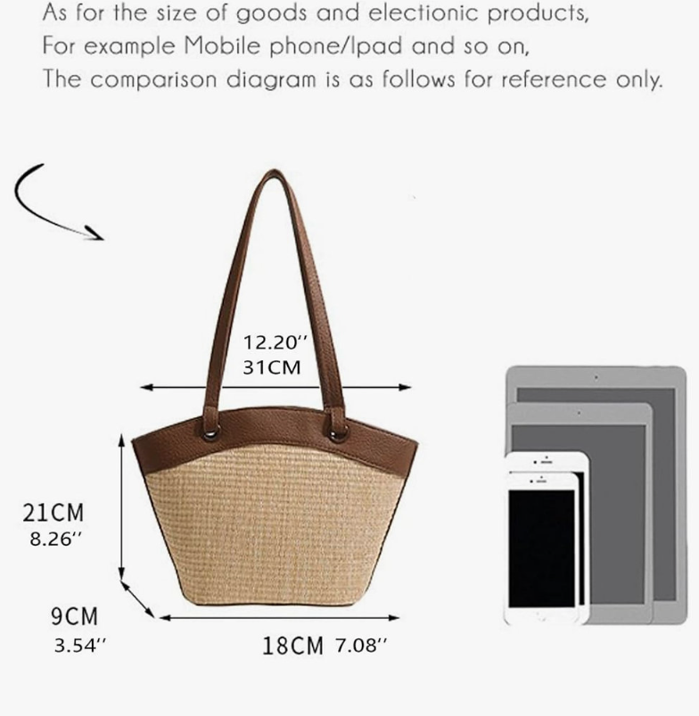 French Retro Handwoven Straw Tote Bag