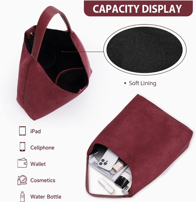 Luxurious Suede Hobo Tote Bag