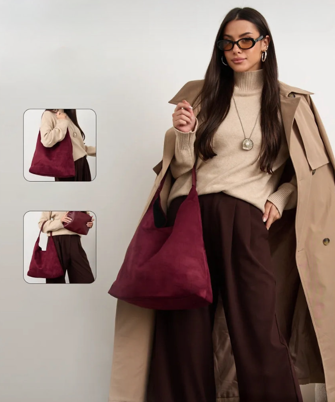 Luxurious Suede Hobo Tote Bag