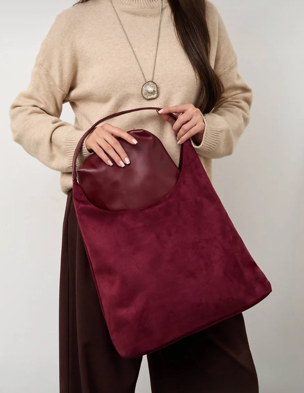 Luxurious Suede Hobo Tote Bag