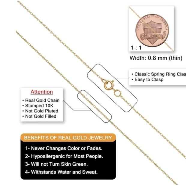 Classic 20" Minimalist Gold Chain – Premium Solid 10K Yellow Gold