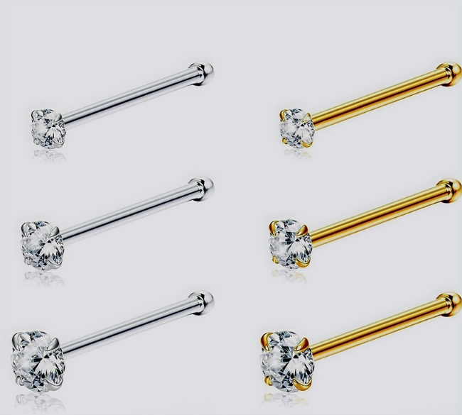 925 Silver Nose & Cartilage Piercing Stud Set – Silver & Gold 3-Piece Pack