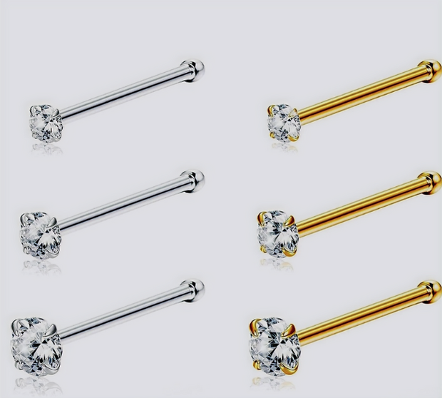 925 Silver Nose & Cartilage Piercing Stud Set – Silver & Gold 3-Piece Pack