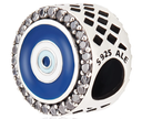 Blue Evil Eye Bracelet Charm with CZ – 925 Silver Protection Talisman