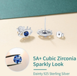 Shimmering Blue Evil Eye Studs – Minimalist 925 Sterling Silver Earrings