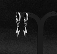 Lightning Bolt Drop Hoop Earrings 15mm – Premium 925 Silver Jewelry
