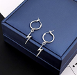 Lightning Bolt Drop Hoop Earrings 15mm – Premium 925 Silver Jewelry