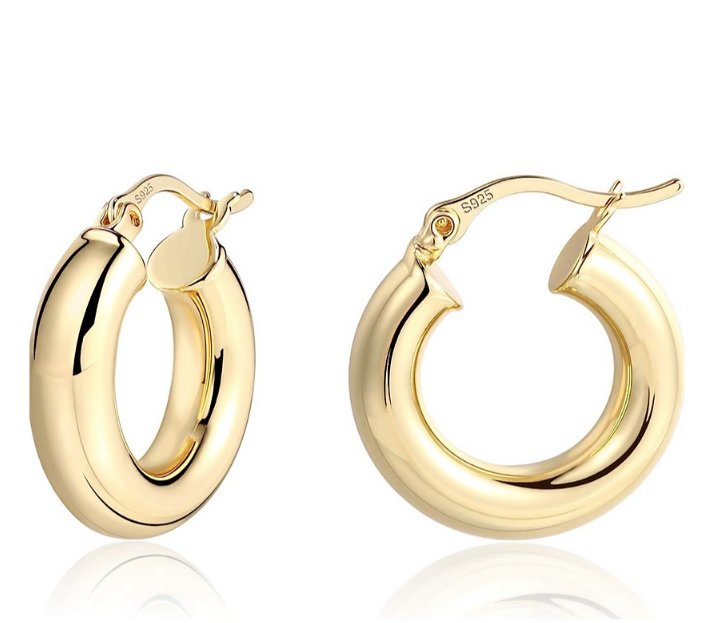 Classic Chunky Gold Hoops – Elegant 15mm Everyday Silver Earrings
