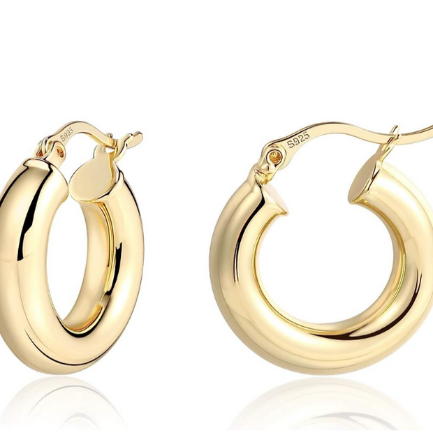Classic Chunky Gold Hoops – Elegant 15mm Everyday Silver Earrings