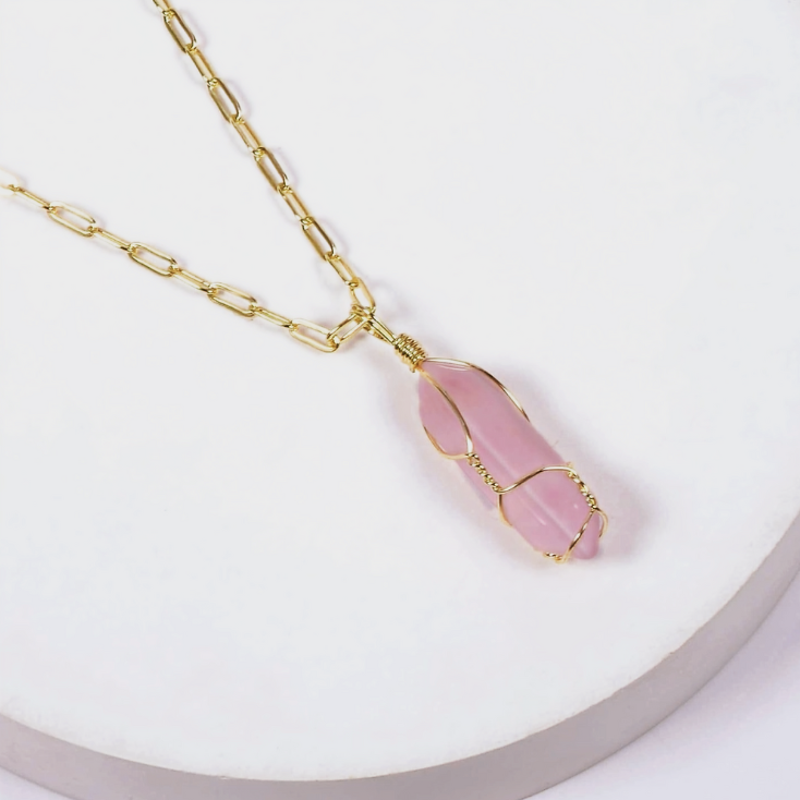 Rose Quartz Crystal Necklace