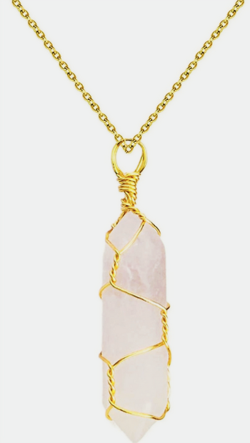 Elegant 18-Inch Clear Quartz Pendant – Stainless Steel Chain