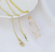 Elegant 18-Inch Clear Quartz Pendant – Stainless Steel Chain