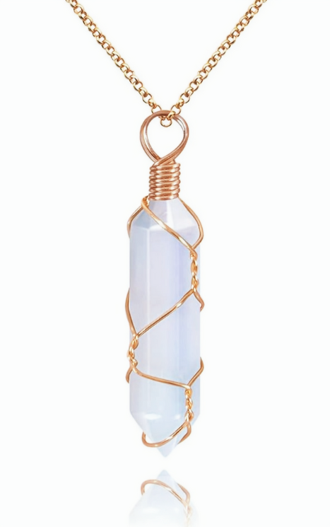 Quarts Crystal Stailnless Steel Necklace