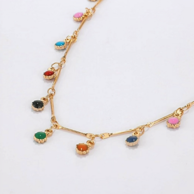 Summer Vibes: 14-Inch Beaded Necklace with Crystal Charms