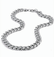 Silver chain necklace on a white background